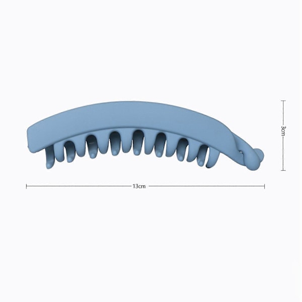 Bananformet Hårnål Dobbel Rad Anti-skli Tann Design Hårklemme Ensfarget Frostet Tekstur Stor Bak Hode Tvist Hårklo Blue