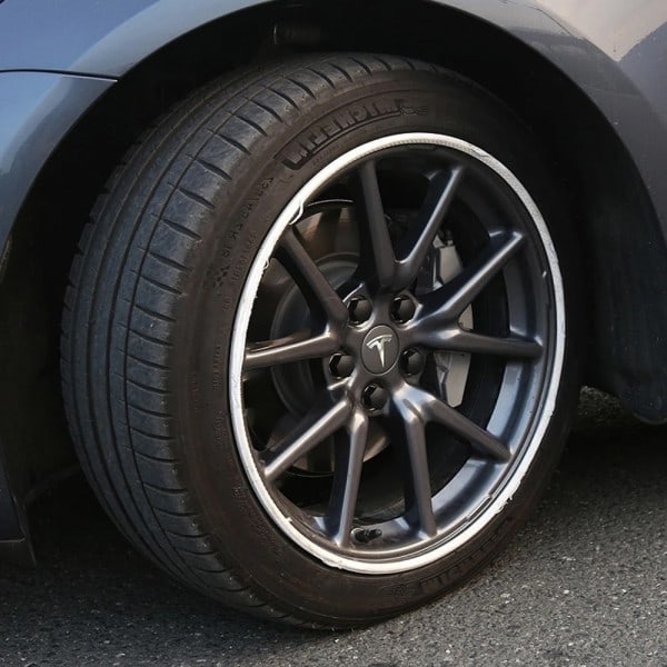 4-pak - Tesla Center Caps / Hjulnav Emblem Black/Silver