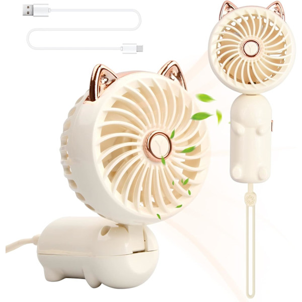 Kädessä pidettävä tuuletin, Mini USB -tuulettimet, ladattava akku kannettava tuuletin 3 nopeudella, pieni kädessä pidettävä henkilökohtainen tuuletin kokoontaitettava pöytätuuletin