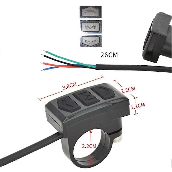Elektrisk Cykel Strömbrytare Kontrollknapp Styre Montering Delad Mätare Strömbrytare Knapp för LCD Mätare E-