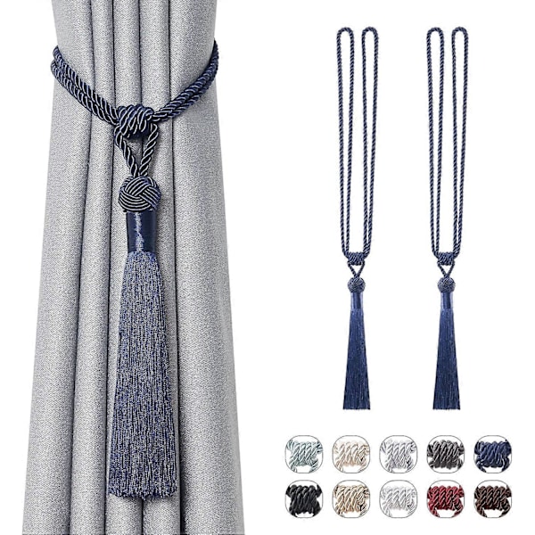 lly 2 kpl Pitkät Hapsunauhat Verhoille Käsintehdyt Punotut Köysisolmut Verhojen Kiinnikkeet Eurooppalaiseen Tyyliin Koristeelliset Verhonpidikkeet Kotiin ja Toimistoon Tuulta Vastaan Dark Blue 2 Pack