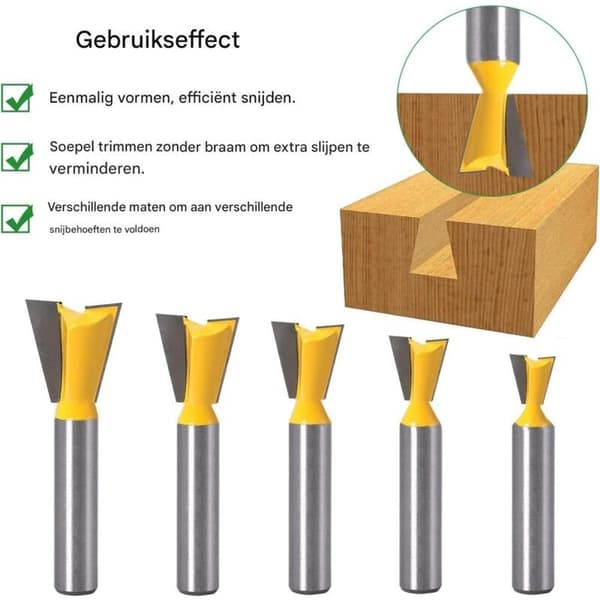 5 stk. svalehalefræser, wolframcarbid overfladefræserbit 8mm, fræserbit 1/4\" 1/2\" 3/8\" 5/8\" 3/4\" til træbearbejdning