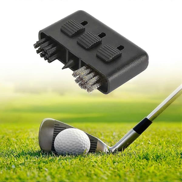 Mini Golfkøllebørste 3 I 1 Affaldsfjernelse Lommeformat Putter Wedge Sko Rengøringsbørste til Udendørs Black