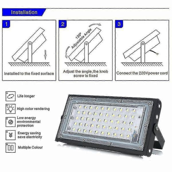 50W Utendørs LED Flomlys, Vanntett IP65 Blue