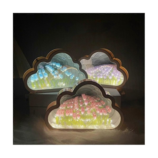 Sky Tulip Lampe, DIY Tulip Nattlys, Sky Tulip Speil Nattlys, Tulip LED Bordlamper, Ta