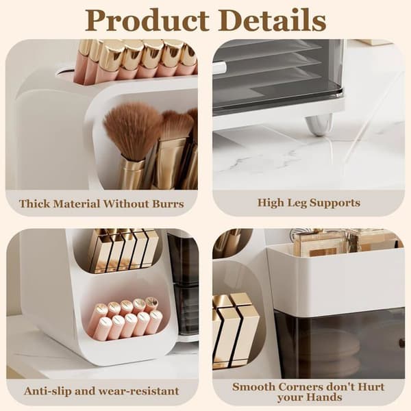 2-skuffers makeup-organizer - PET+ABS kosmetisk opbevaringsboks - Gennemsigtigt og robust design - Til badeværelset