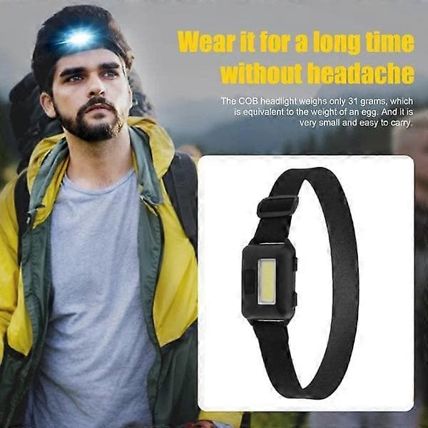 4-pakning LED hodelykt for voksne og barn Cob Flood Lig Black