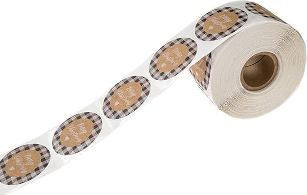 Mustavalkoiset Buffalo Plaid Hyvää joulua -tarrat / 500 kpl