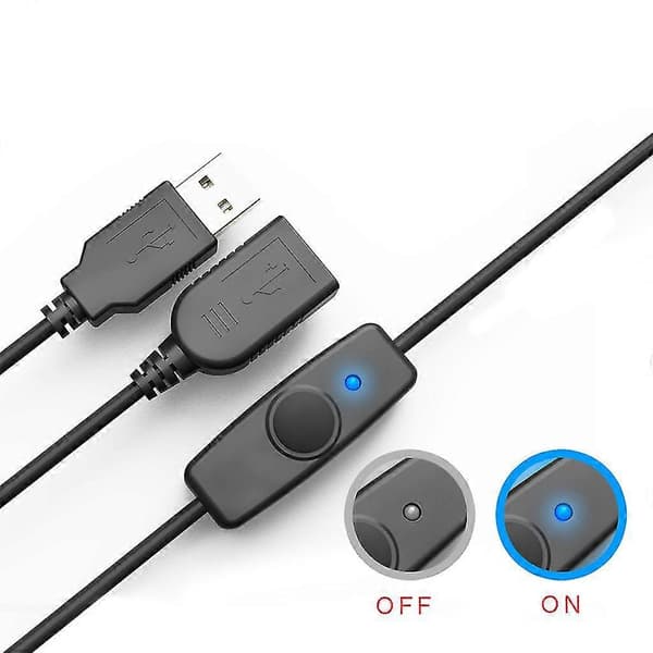 USB 2.0 Forlængerledning USB Forlængerkabel Med ON OFF Kontakt LED Indikator 0.5M