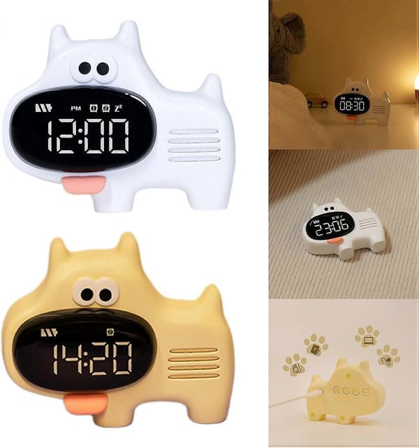 Tecknad Stor Näsa Hund LED Digital Väckarklocka Bordsklocka Med Snooze