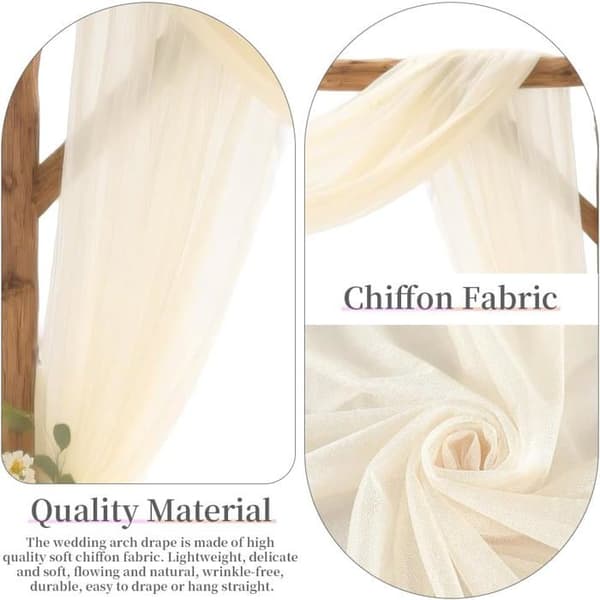 Chiffonggardin - 1 del - Beige polyester - Elegant drapering - Bröllops-/festbåge - 75x600 cm