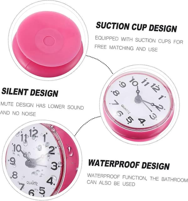 5 st Sugpropp Klocka Kontorsinredning Klockor Liten Digital Klocka Mini Duschklocka Väggklocka Dekor Alarm Pink