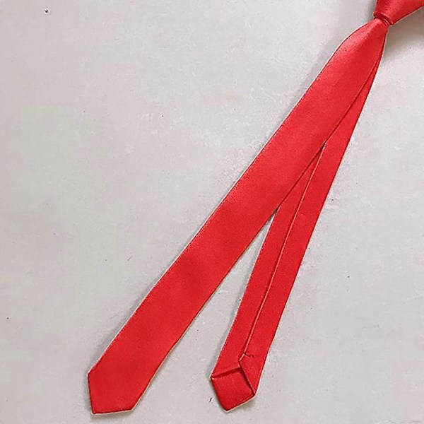 Super Slim Slips 3cm Satin Rød Gul Sort Ensfarvede Slips Håndlavede Mode Herre Tynde Smalle Slips til Bryllupsfest Slips red
