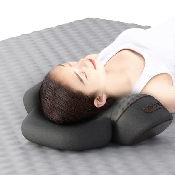 Elektrisk nackmassagekudde med värme, vibrerande shiatsumassage för smärtlindring, cervikal, ortopedisk kudde Single Gray