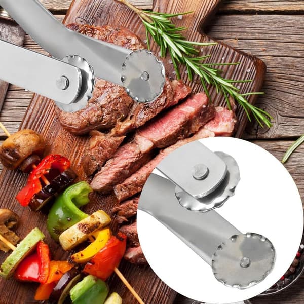 BBQ Pølsetang, 38 cm Hjulgrilltang, BBQ Pølsevendingstang for Matlaging