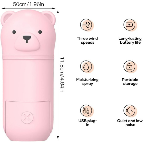 Mini-käsituuletin, 3 nopeutta, kädessä pidettävä tuuletin vesisuihkeella, mini-käsituuletin, kokoontaitettava, ladattava, tehokas USB-taskutuuletin