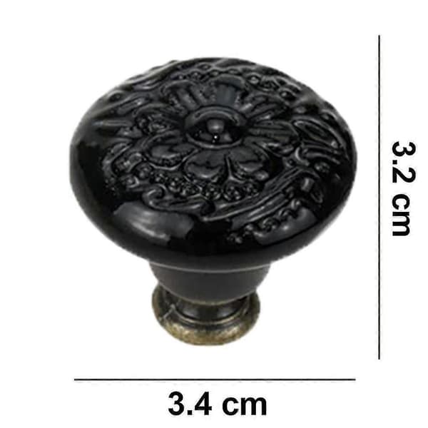10 Keramiske knopper, gammeldags skabsdørknopper Black
