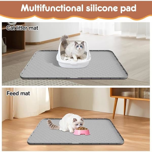 Silikon-kattematte, 88x56 cm sklisikker og vanntett matte for kattesand, passer til kattedoer
