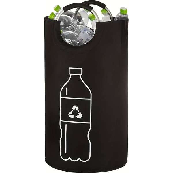 Sammenleggbar resirkuleringsbeholder for flasker, 18,2-gallons polyesteroppsamler, sylindrisk multifunksjonell beholder for hjemmebruk, ingen strøm nødvendig