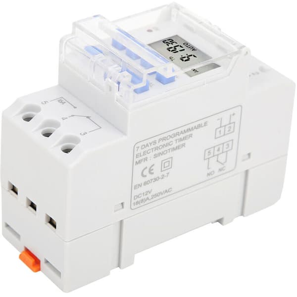 Ugentlig timer 12V DC 16A, LCD-skærm med nedtællingsfunktion, udskifteligt batteri
