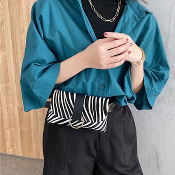 Dame Bæltetaske Tab Læder Fanny Pack ZEBRA MØNSTER-SORT - høj kvalitet Zebra Mønster-Sort Zebra Pattern-Black