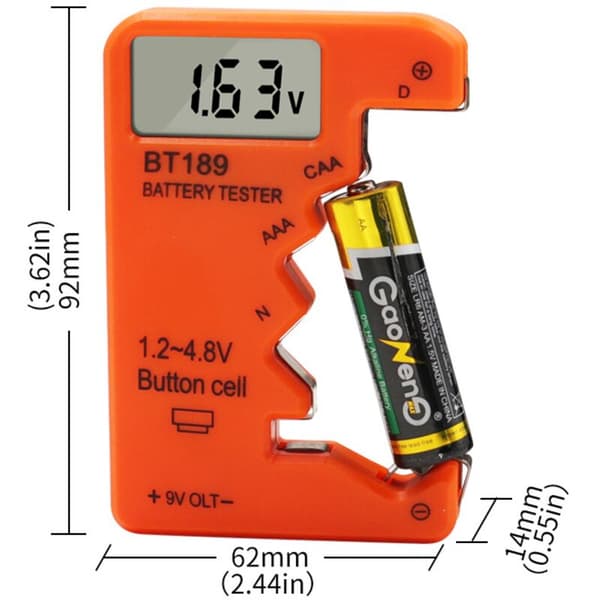 Batteritester/-kontrol til AA/C/D-9V/1.5V batterier