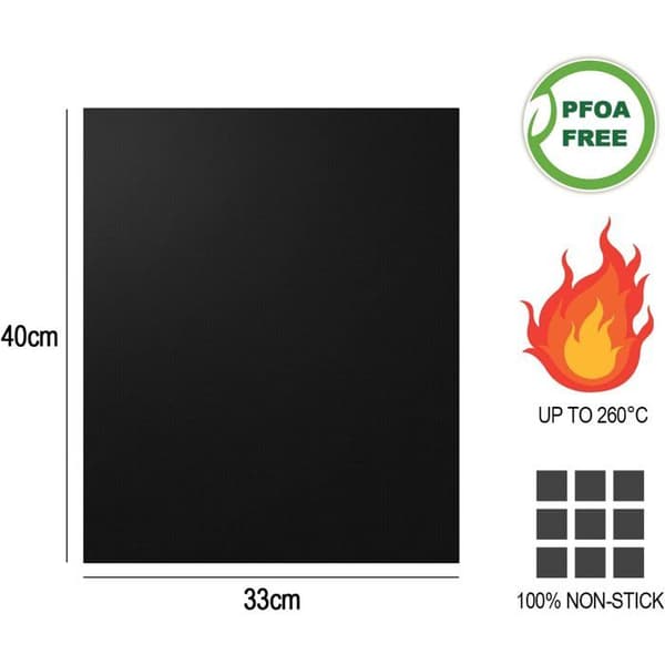 5 stk. Genanvendelig BBQ-måtte, non-stick grillmåtte til gas-, kul- og elektrisk grill - 40x33 cm