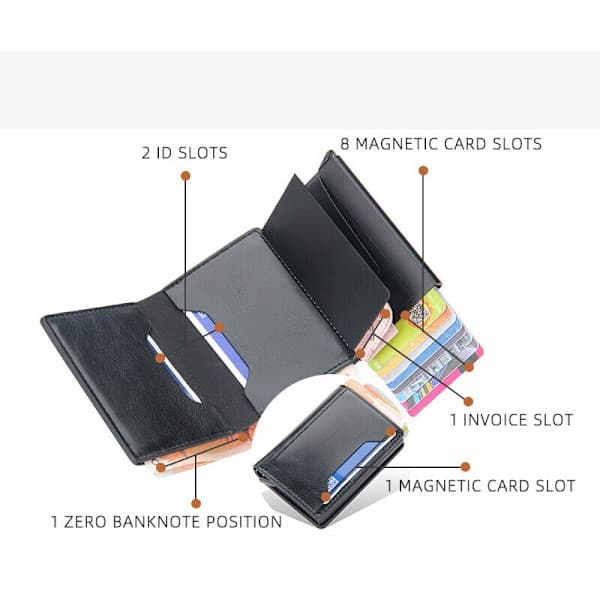 Mænds Pop Up Pung RFID Blokerende Slank Kortholder Automatisk - lager Brun Brown