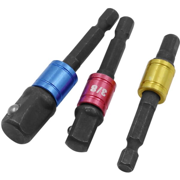 Slagnøgleadapter - Adapter til slagnøgle, lang skruetrækkerbitholder, skralde, boremaskiner, 1/4, 1/2, 3/8 tommer