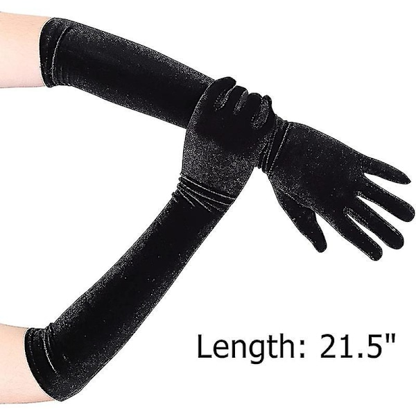 53cm Kalla Varma Gyllene Sammet Polyester Handskar Klänning Bröllopshandskar Vantar-hao