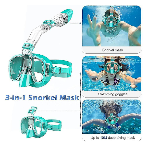 Snorkelbar med sammenleggbar dykkedeksel, tørr og kamerafeste, snorkling Ar -