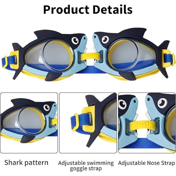 Børne Svømmebriller Tegneserie Svømmebriller Søde Pool Briller Børn Dykkerbriller Snorkel Briller til Drenge Piger Shark