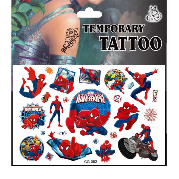 Spiderman-tatuoinnit - 4 arkkaa - Lasten tatuoinnit - Avengers monivärinen