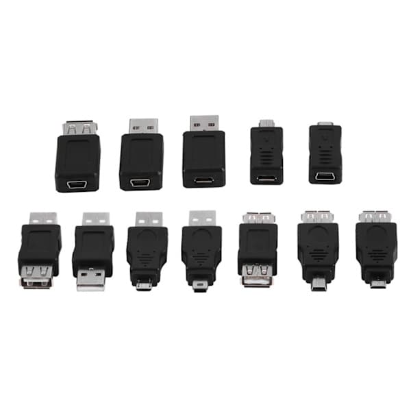 12-pakning USB 2.0 Micro Mini USB-adapterkonverter