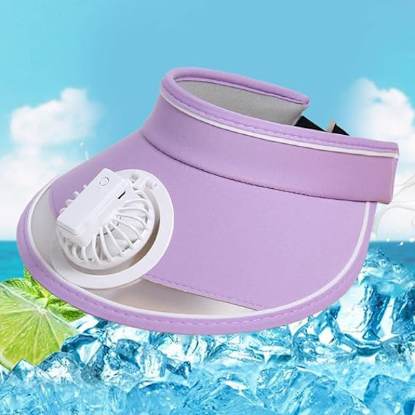 Aurinkolippahattu tuulettimella, aurinkosuojaava tuuletinhattu, aurinkolippahattu tuulettimella tytöille, pojille, matkailuun, retkeilyyn, kalastukseen, urheiluun Purple