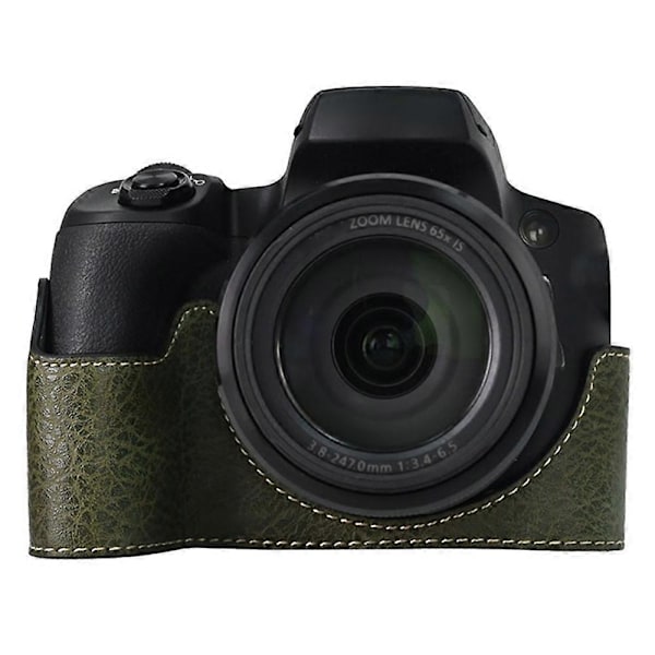 Kamerataske til Canon SX70 HS med skulderrem, stor udskæring, litchi-tekstur, PU-beskyttelsescover - Multicolor Green