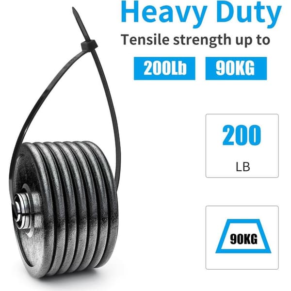 100 stk. sorte store kabelbindere, ekstra lange 400 mm x 9 mm kabelbindere, UV-bestandig nylon, 80 KGS kraftige kabelbindere