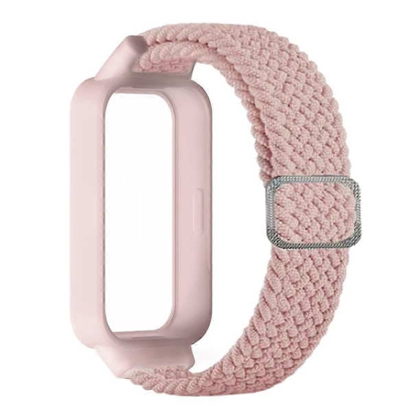 Til Xiaomi Smart Band 9 Active Redmi Band 3 Vævet Nylon Rem Snap-On Etui Urrem - Pink Multicolor Pink