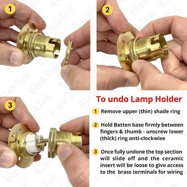 B22 messing lampeholder - 1 enhed - Metal og keramik - Flad overflademontering - Til indendørs belysning