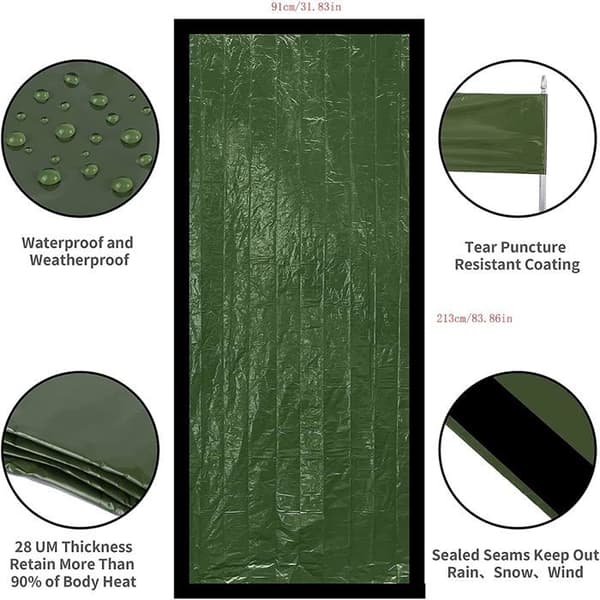 2 stk. 90X210CM Overlevelses-sovepose, Nødsovepose, Letvægts Overlevelses-bivvy til Camping, Udendørs og Vandring
