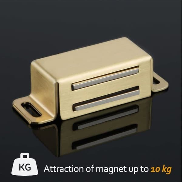 Magnetisk skabslås til skuffer eller skabe, guld finish i rustfrit stål, 4 stk.