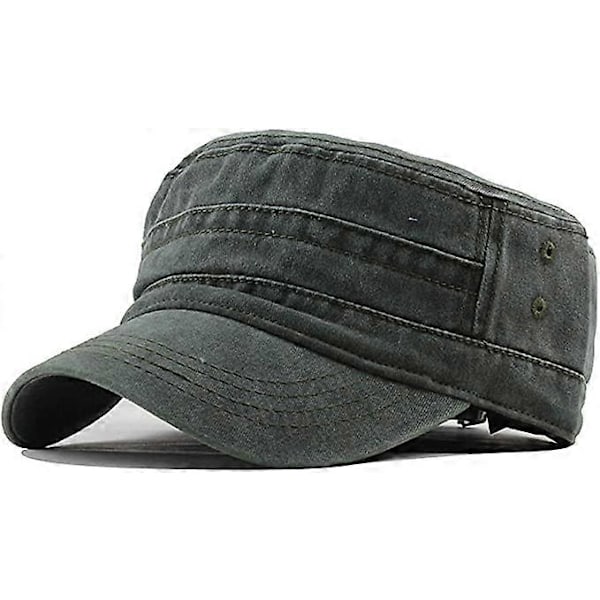 Unisex Vintage Militär Armé Keps Platt Justerbar Basebollkeps Grå green