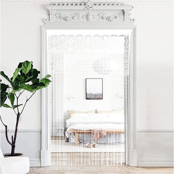 2 st Rumsavdelare Dörröppning Hippie Fönsterpanel Rumsavdelare Vägggardiner (39×79 tum/100×200 cm) white