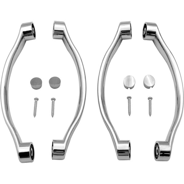 Set med 2 par böjda duschdörrhandtag i förkromad ABS-plast för 140 mm duschkabin