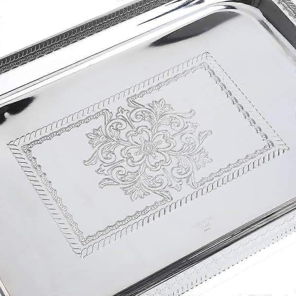 Nordisk serveringsbrett i rustfritt stål med håndtak Elegant rektangulær kaffebar Matholder Dessert Display Plate Dekor Gold S