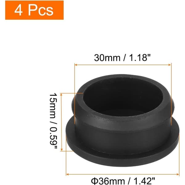 4 stk. silikonehulpropper, 30 mm diameter montering blød og fleksibel rund låseprop, til huller, flasker, rør, apparater, sort