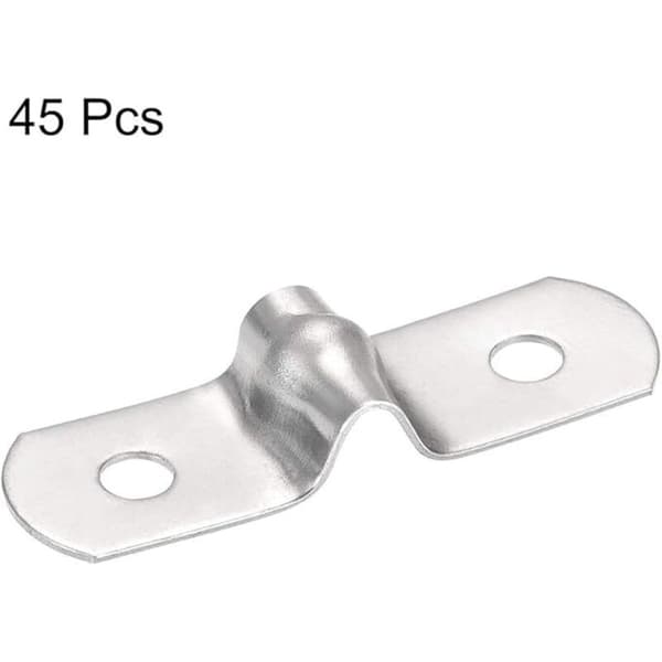 Förpackning med 45 slangklämmor för 5 mm rör, rörfixering, styv 2-håls klämma, styv trådnätsfixering av 201 rostfritt stål, staketfixering (silver)