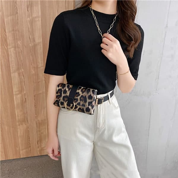 Dame Bæltetaske Tab Læder Fanny Pack ZEBRA MØNSTER-SORT - høj kvalitet Zebra Mønster-Sort Zebra Pattern-Black