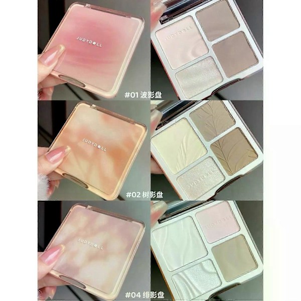 Huiyun Judydoll Kontur Makeup Bronzer Ansiktspalett Matt Highlighter Ljusare Ansiktspuder Rouge Illuminator Puder Skugga 4