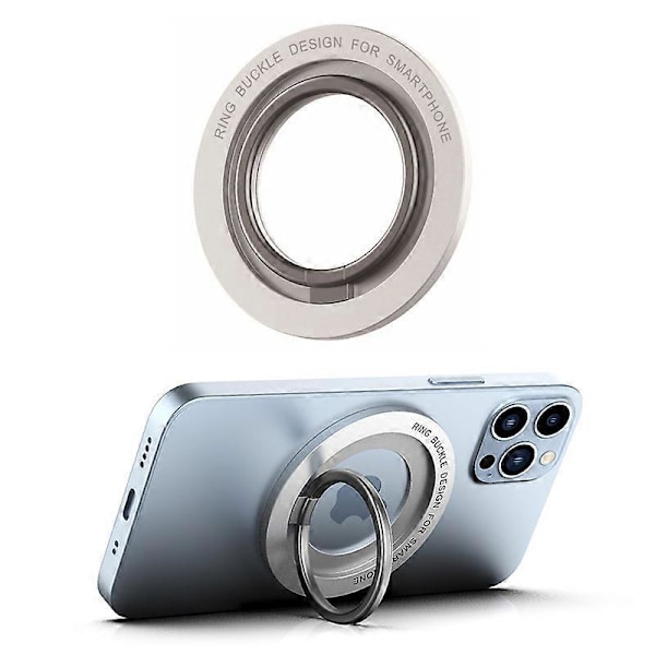 Magnetisk Telefonringholder Roterbar Metallringgrep For iPhone 12 13 14 Serien Silver